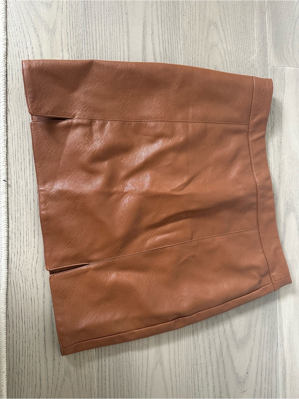Shinestar Faux Leather Mini Skirt in Warm Brown